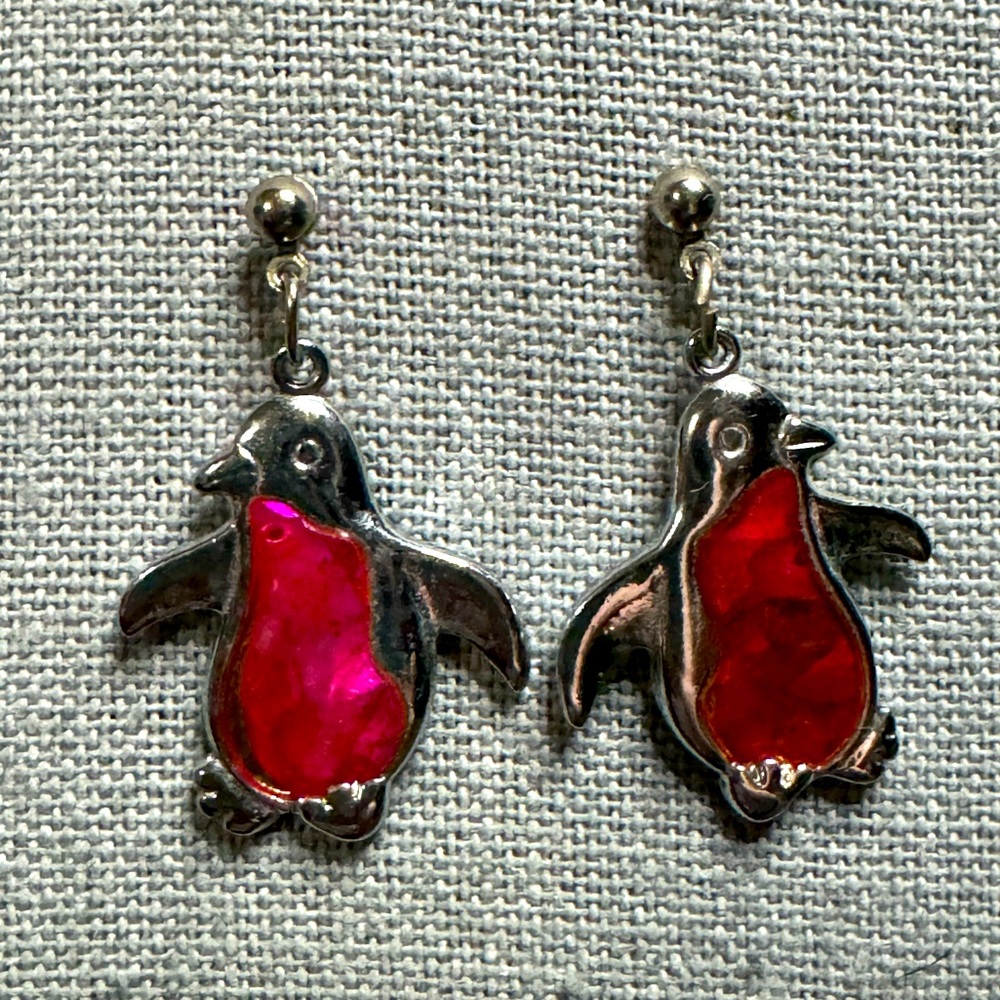 Pink Penguin Earrings